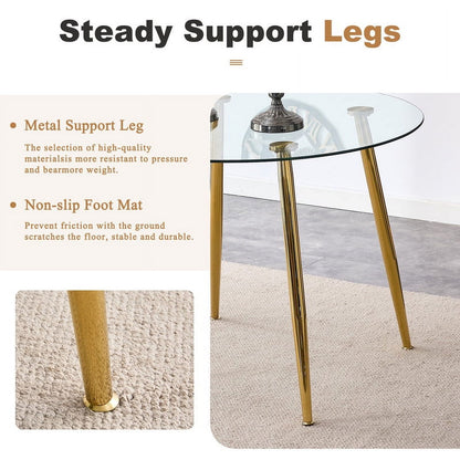 5-Piece Round Glass Dining Set for 4