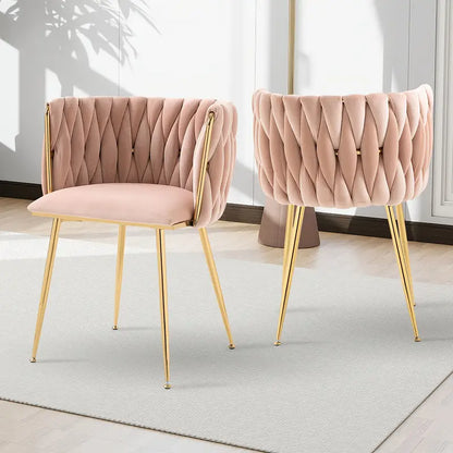 Velvet Upholstered Mid Century Modern Dining Chairs, Set of 2