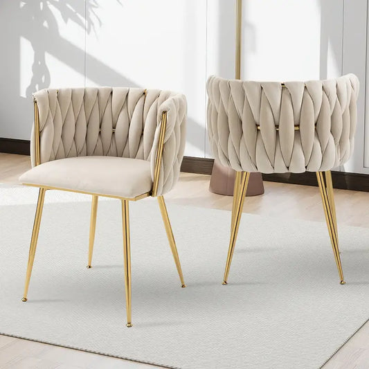 Velvet Upholstered Mid Century Modern Dining Chairs, Set of 2