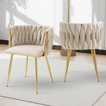 Velvet Upholstered Mid Century Modern Dining Chairs, Set of 2