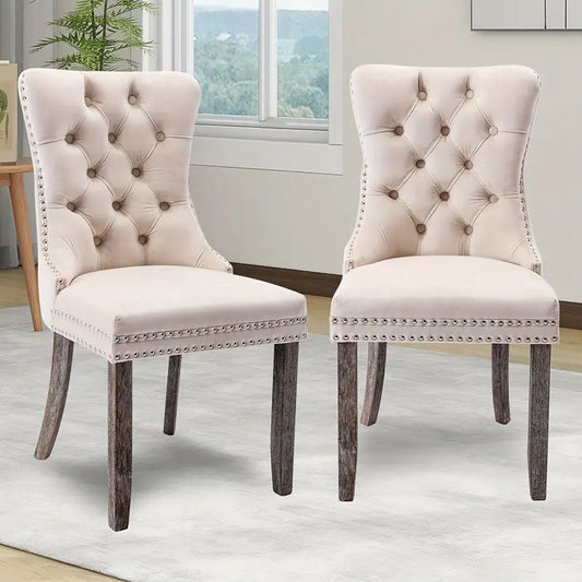 Button Tufted Velvet Dining Chair