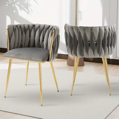 Velvet Upholstered Mid Century Modern Dining Chairs, Set of 2