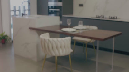 Velvet Upholstered Mid Century Modern Dining Chairs, Set of 2