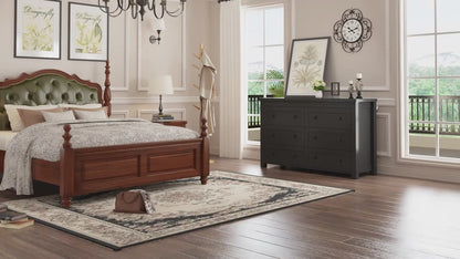 Modern 6-drawer wide wooden dresser