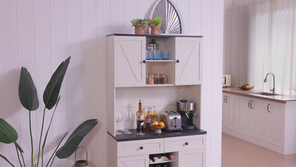 71" Farmhouse Pantry Cabinet with Wine Rack