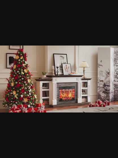 72" Electric Fireplace with Mantel, Modern Fireplace TV Stand for TVs Up to 80"
