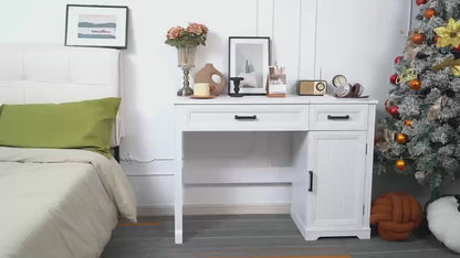Farmhouse Vanity Desk with Flip Mirror – 43.3"
