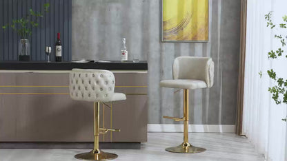 Velvet Swivel Counter Height Stools Set Of 2 Fabric Upholstered Bar Stool Adjustable