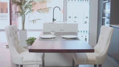 Button Tufted Velvet Dining Chair